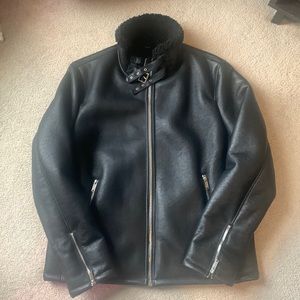 Karl Lagerfeld sherpa lined faux leather jacket